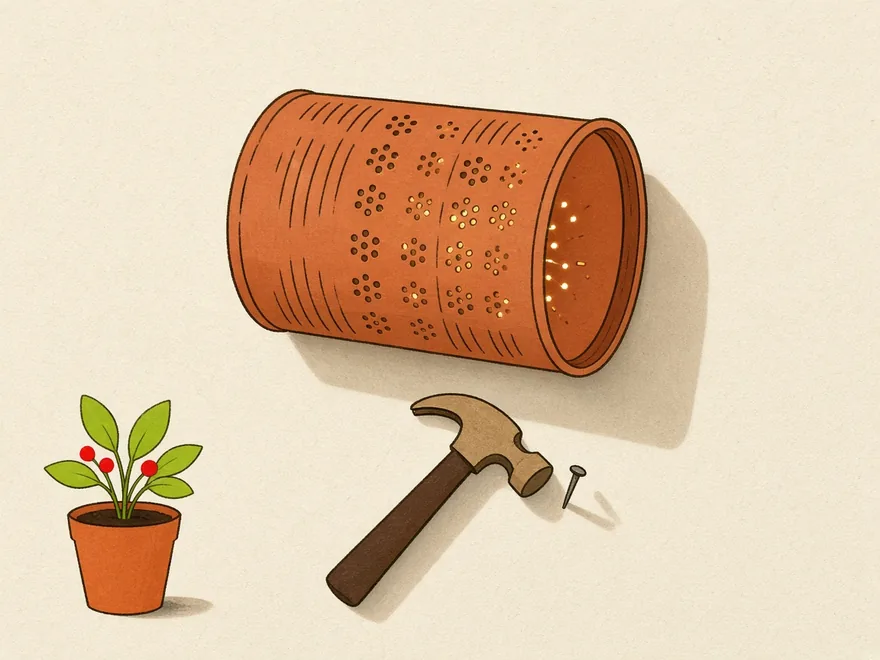 Ilustração do projeto Arandela de lata perfurada