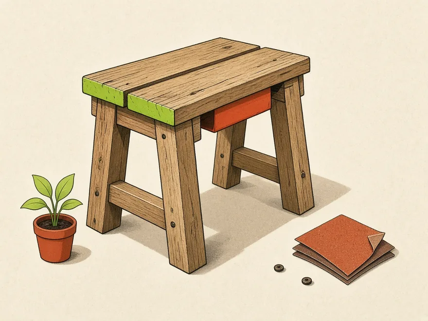 Ilustração do projeto Banquinho baixo de pallet