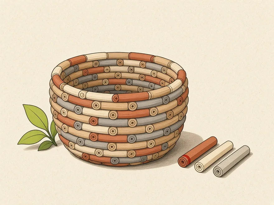Ilustração do projeto Cesto trançado de jornal