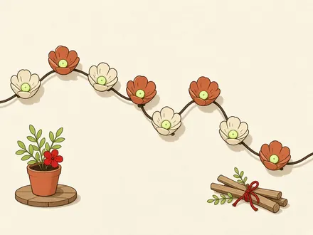 Ilustração do projeto Cordão de luz com flores de papel