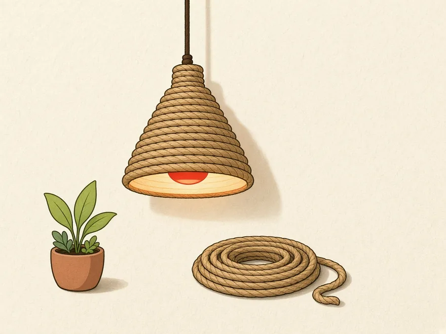 Ilustração do projeto Cúpula de luminária revestida de corda