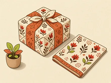 Ilustração do projeto Embalagem de presente em tecido