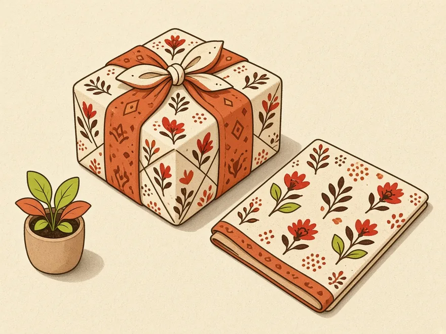 Ilustração do projeto Embalagem de presente em tecido