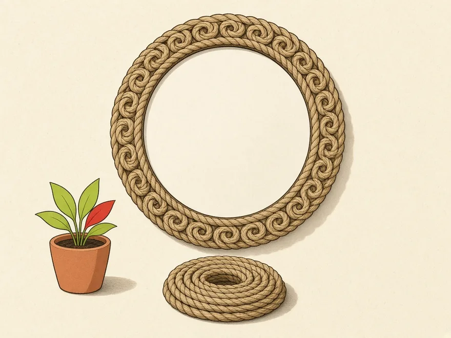 Ilustração do projeto Espelho redondo com moldura de corda