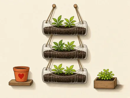 Ilustração do projeto Jardim vertical com garrafas PET