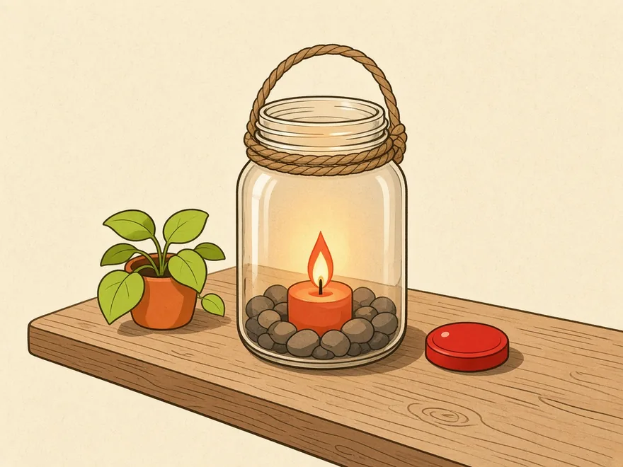Ilustração do projeto Lanterna de pote de vidro com alça de corda