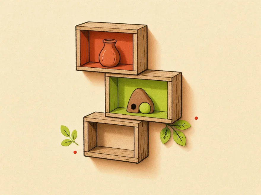 Ilustração do projeto Nichos de parede quadrados