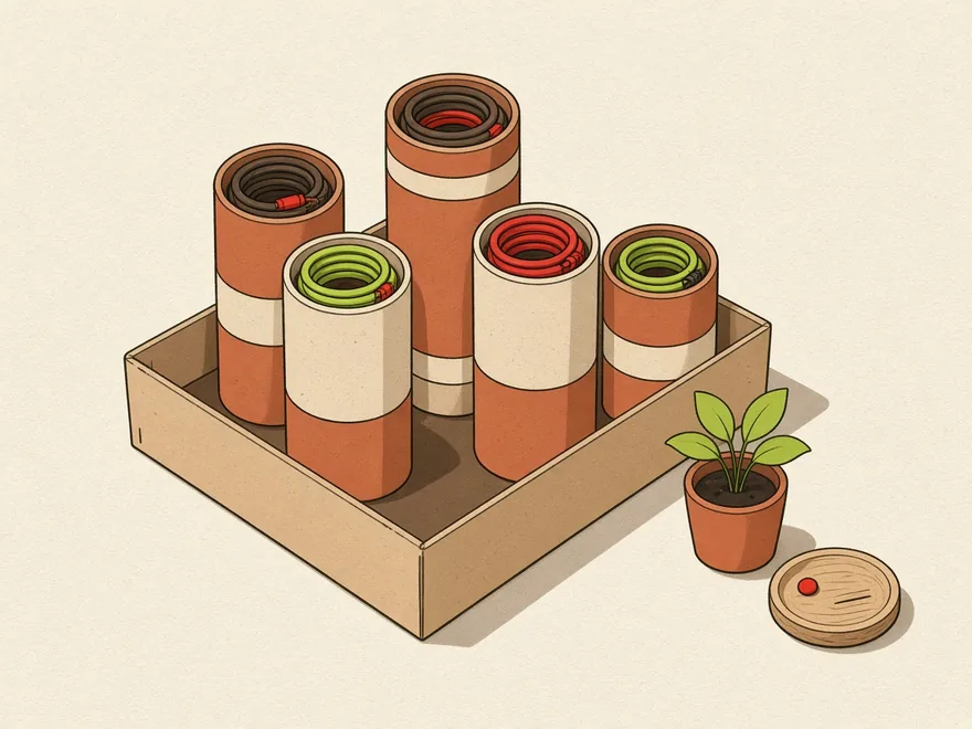 Ilustração do projeto Organizador de cabos com rolos de papelão