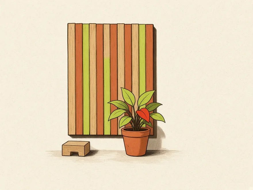 Ilustração do projeto Painel decorativo de ripas de madeira