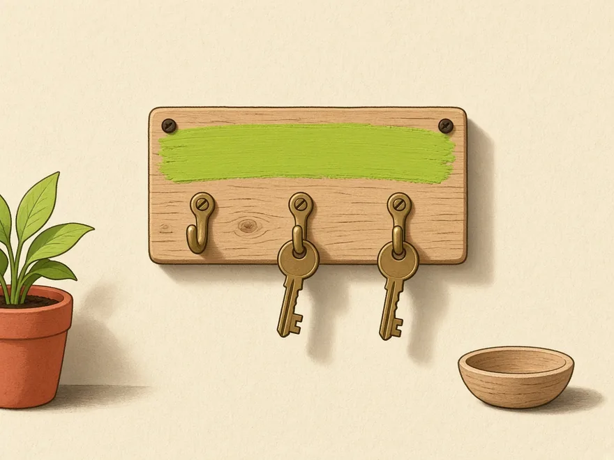 Ilustração do projeto Porta-chaves de parede com ganchos