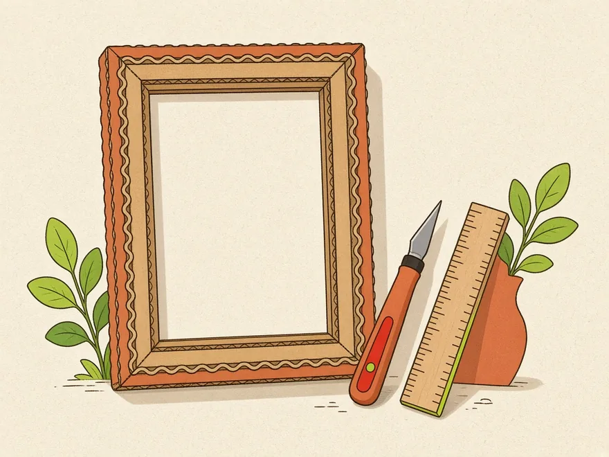 Ilustração do projeto Porta-retrato de papelão com moldura texturizada