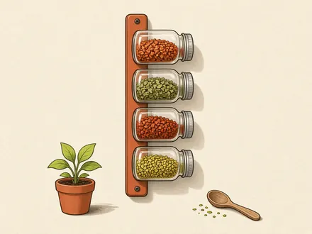 Ilustração do projeto Porta-temperos magnético com potes de vidro