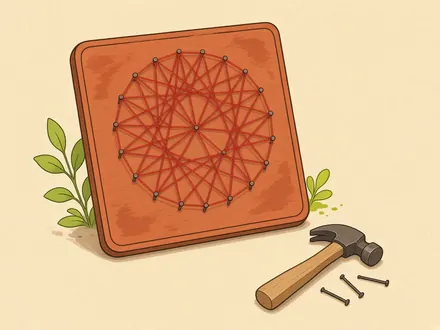 Ilustração do projeto Quadro geométrico de barbante e pregos