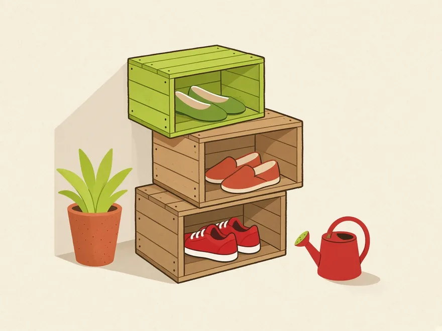 Ilustração do projeto Sapateira empilhada de caixotes