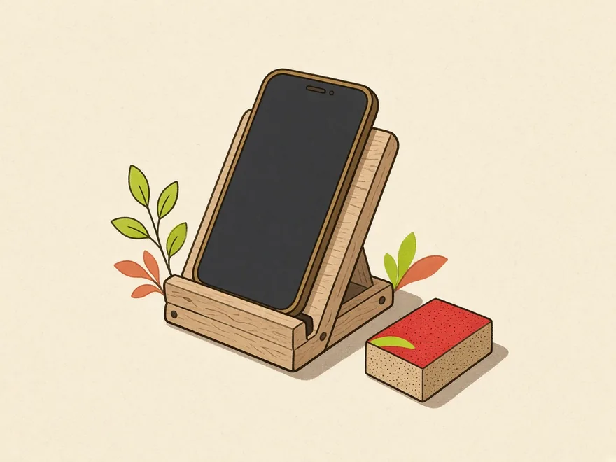 Ilustração do projeto Suporte de celular em madeira