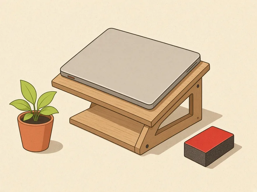 Ilustração do projeto Suporte de notebook em madeira