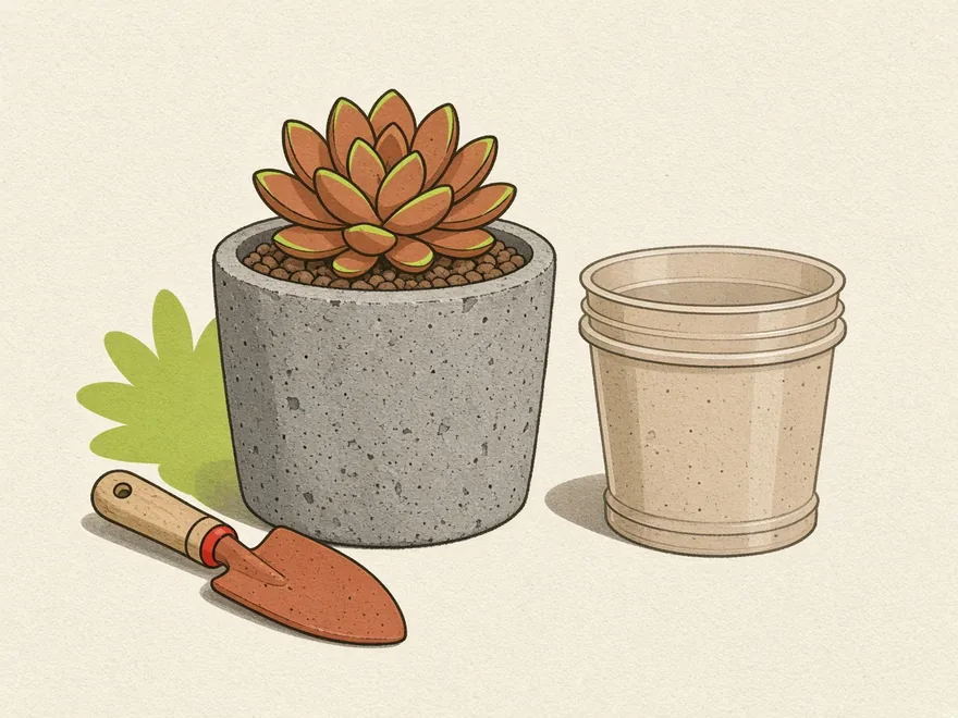 Ilustração do projeto Vaso de cimento moldado em embalagem